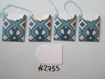 Set of 4 No.2755 White, Blue & Teal Entwined Shapes Unique Handmade Gift Tags