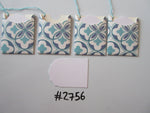 Set of 4 No.2756 White, Blue & Teal Circular Design Unique Handmade Gift Tags