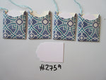 Set of 4 No.2759 White, Blue & Teal Celtic Like Design Unique Handmade Gift Tags