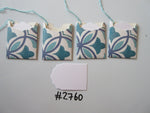 Set of 4 No.2760 White, Blue & Teal Random Shapes PatternUnique Handmade Gift Tags