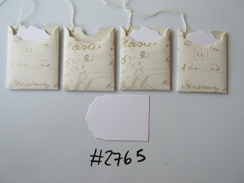 Set of 4 No.2765 Cream with Script Unique Handmade Gift Tags