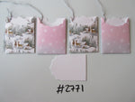 Set of 4 No.2771 Snowy Scene & Snowflakes Handmade Gift Tags