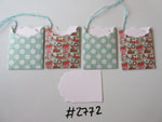 Set of 4 No.2772 Light Teal with Snowflakes stockings xmas cake Handmade Gift Tags