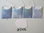 Set of 4 No.2774 Blue Hues with Falling Snow Handmade Gift Tags