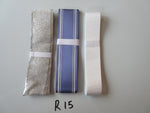 R15 Job Lot 3 Ribbons, Silver Colour, White & Blue