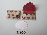 Set of 2 E003 Beige with Red Hearts Unique Handmade Envelope Gift Tags