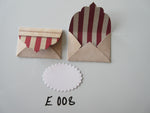 Set of 2 E008 Beige with Red Stripe Accent Unique Handmade Envelope Gift Tags