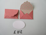 Set of 2 E012 Red and Cream Knit Style Design Unique Handmade Envelope Gift Tags