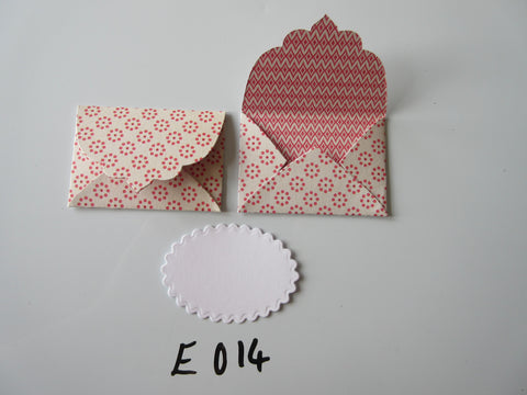 Set of 2 E014 Cream with Red Circle Design Unique Handmade Envelope Gift Tags