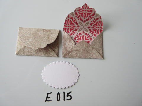 Set of 2 E015 Dark Beige Unique Handmade Envelope Gift Tags