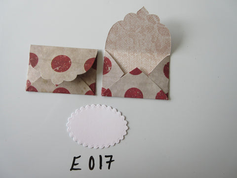 Set of 2 E017 Beige with Red Circles Unique Handmade Envelope Gift Tags