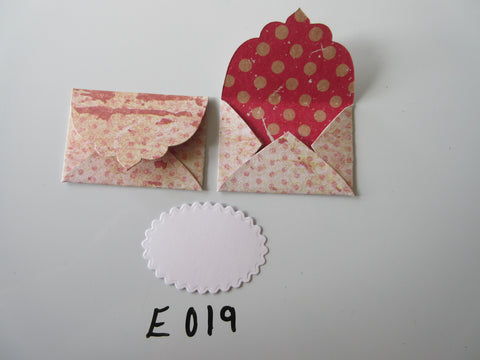 Set of 2 E019 Cream with Pinkish Dots Unique Handmade Envelope Gift Tags