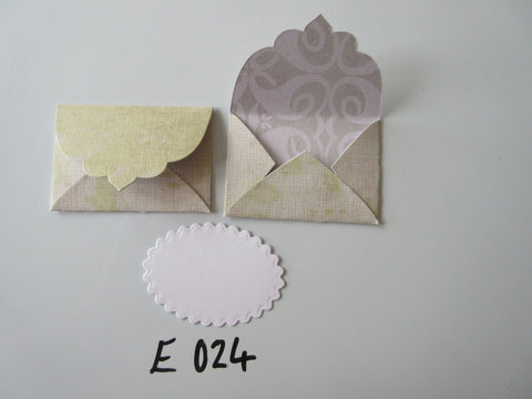 Set of 2 E024 Cream and Lime Textured Look Unique Handmade Envelope Gift Tags
