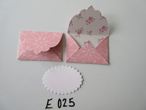 Set of 2 E025 Pale Pink with Swirl Design Unique Handmade Envelope Gift Tags