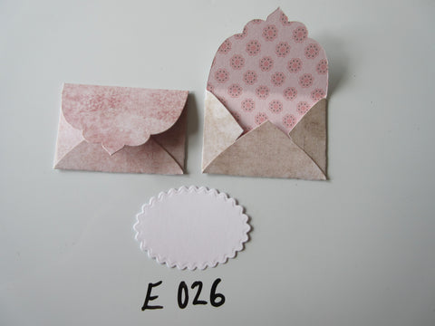 Set of 2 E026 Pink and Cream Marl Look Unique Handmade Envelope Gift Tags