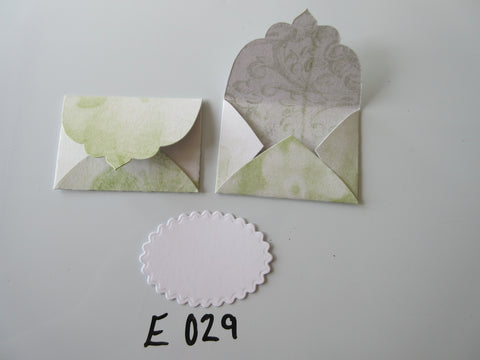 Set of 2 E029 Lime Colour Prints Unique Handmade Envelope Gift Tags