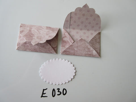 Set of 2 E030 Dark Beige Prints Unique Handmade Envelope Gift Tags