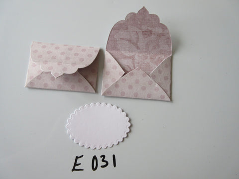 Set of 2 E031 Beige with Lilac Spots Unique Handmade Envelope Gift Tags