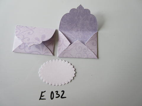 Set of 2 E032 Lilac with Purple Print Unique Handmade Envelope Gift Tags