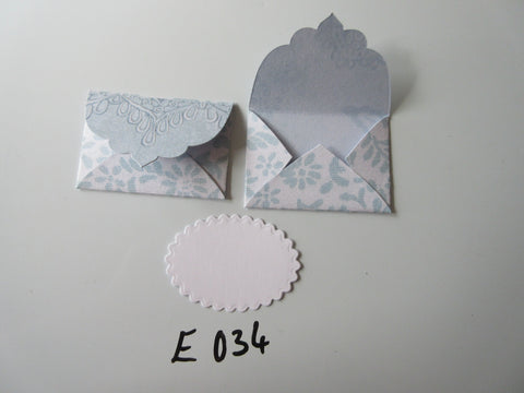 Set of 2 E034 White with Blue Details Unique Handmade Envelope Gift Tags