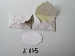 Set of 2 E035 White & Pale Green Swirl Design Unique Handmade Envelope Gift Tags