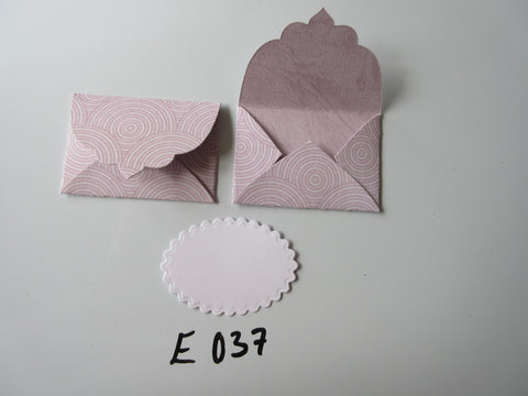 Set of 2 E037 Lilac and Pale Pink Circles Unique Handmade Envelope Gift Tags