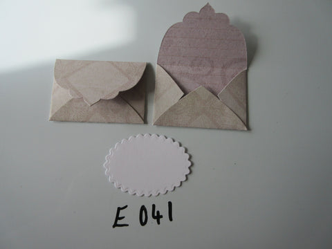 Set of 2 E041 Beige Diamond Like Print Unique Handmade Envelope Gift Tags