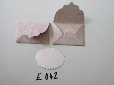 Set of 2 E042 Beige Pinstripe Unique Handmade Envelope Gift Tags