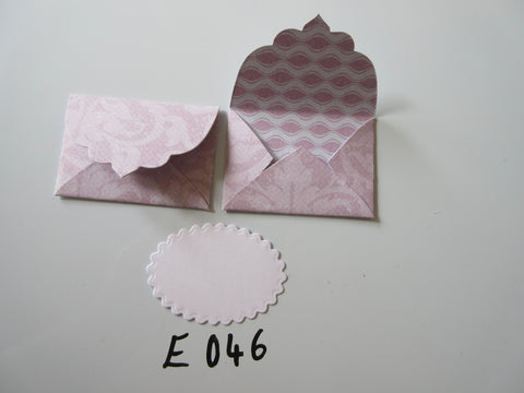 Set of 2 E046 Dusky Pink with Leaf Print Unique Handmade Envelope Gift Tags