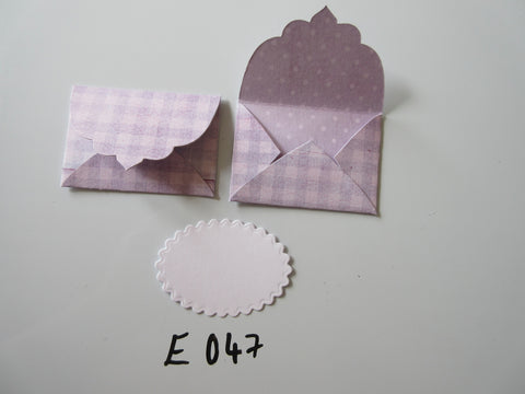 Set of 2 E047 Lilac and Purple Gingham Unique Handmade Envelope Gift Tags
