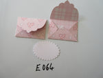 Set of 2 E064 Pink with Pink and Cream Hearts Unique Handmade Envelope Gift Tags