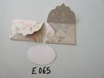 Set of 2 E065 Beige with Pink Flowers Unique Handmade Envelope Gift Tags