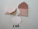 Set of 2 E068 Pale Pink with Stripes and Dots Unique Handmade Envelope Gift Tags