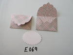 Set of 2 E069 Brown & Pink Check Print Unique Handmade Envelope Gift Tags