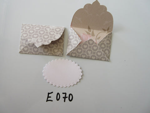 Set of 2 E070 Grey & Cream Circles & Hearts Unique Handmade Envelope Gift Tags