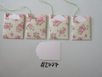 Set of 4 No.2777 Cream with Pink Flowers Unique Handmade Gift Tags