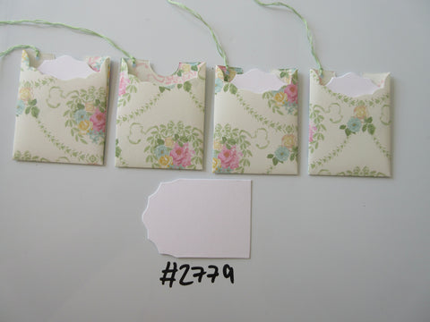 Set of 4 No.2779 Cream with Flower and Swag Detail Unique Handmade Gift Tags