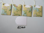 Set of 4 No.2780 Yellow with Blue Flowers Unique Handmade Gift Tags