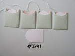 Set of 4 No.2791 Mint and Cream Stripe Unique Handmade Gift Tags