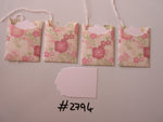 Set of 4 No.2794 Cream with Pink Flowers Unique Handmade Gift Tags