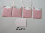 Set of 4 No.2795 Pink with White Spots Unique Handmade Gift Tags