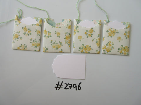 Set of 4 No.2796 Cream with Yellow Roses Unique Handmade Gift Tags