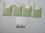 Set of 4 No.2797 Green with White Spots Unique Handmade Gift Tags