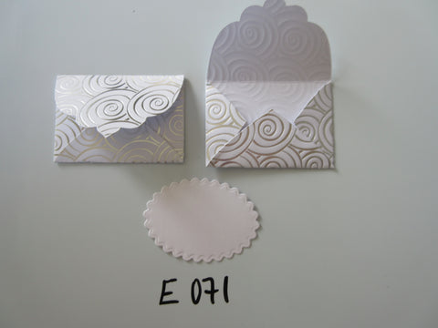 Set of 2 E071 White with Silver Foil Swirls Unique Handmade Envelope Gift Tags