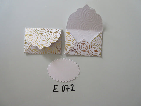 Set of 2 E072 White with Gold Foil Swirls Unique Handmade Envelope Gift Tags