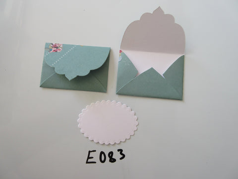 Set of 2 E083 Green with Christmas Bauble Handmade Envelope Gift Tags