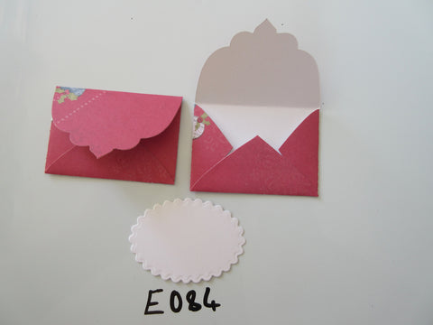 Set of 2 E084 Red with Christmas Bauble Handmade Envelope Gift Tags