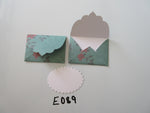 Set of 2 E089 Green with Poinsettia and Snowflake Handmade Envelope Gift Tags