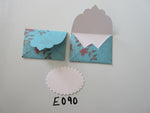 Set of 2 E090 Blue with Poinsettia & Snowflake Handmade Envelope Gift Tags