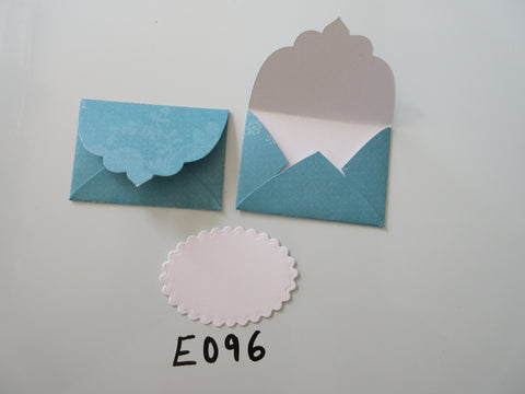 Set of 2 E096 Blue with Dots and Slight Snowflake Handmade Envelope Gift Tags